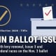 Fostoria Free Press illustration: a ballot box with a check mark on a navy background with the words Tiffin Ballot Issues